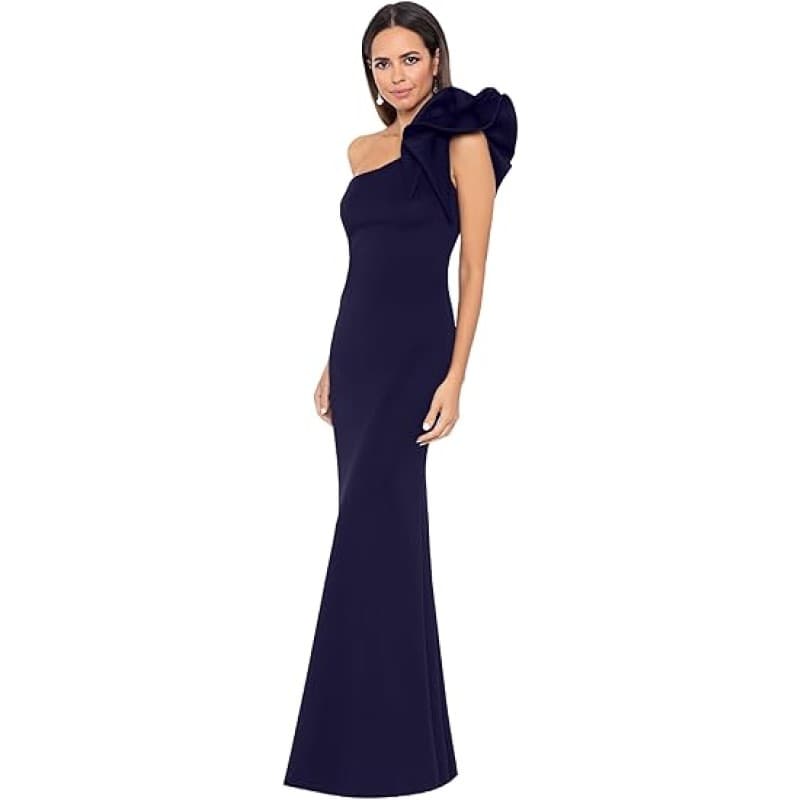 Matte Knit Turtleneck Floor-Length Dress