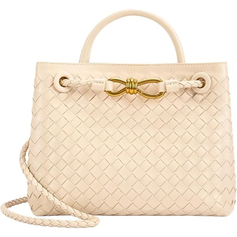 Woven Leather Top-Handle Handbag